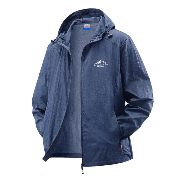 Herren Leichte Windbreaker-Jacke mit verstellbarer Kapuze