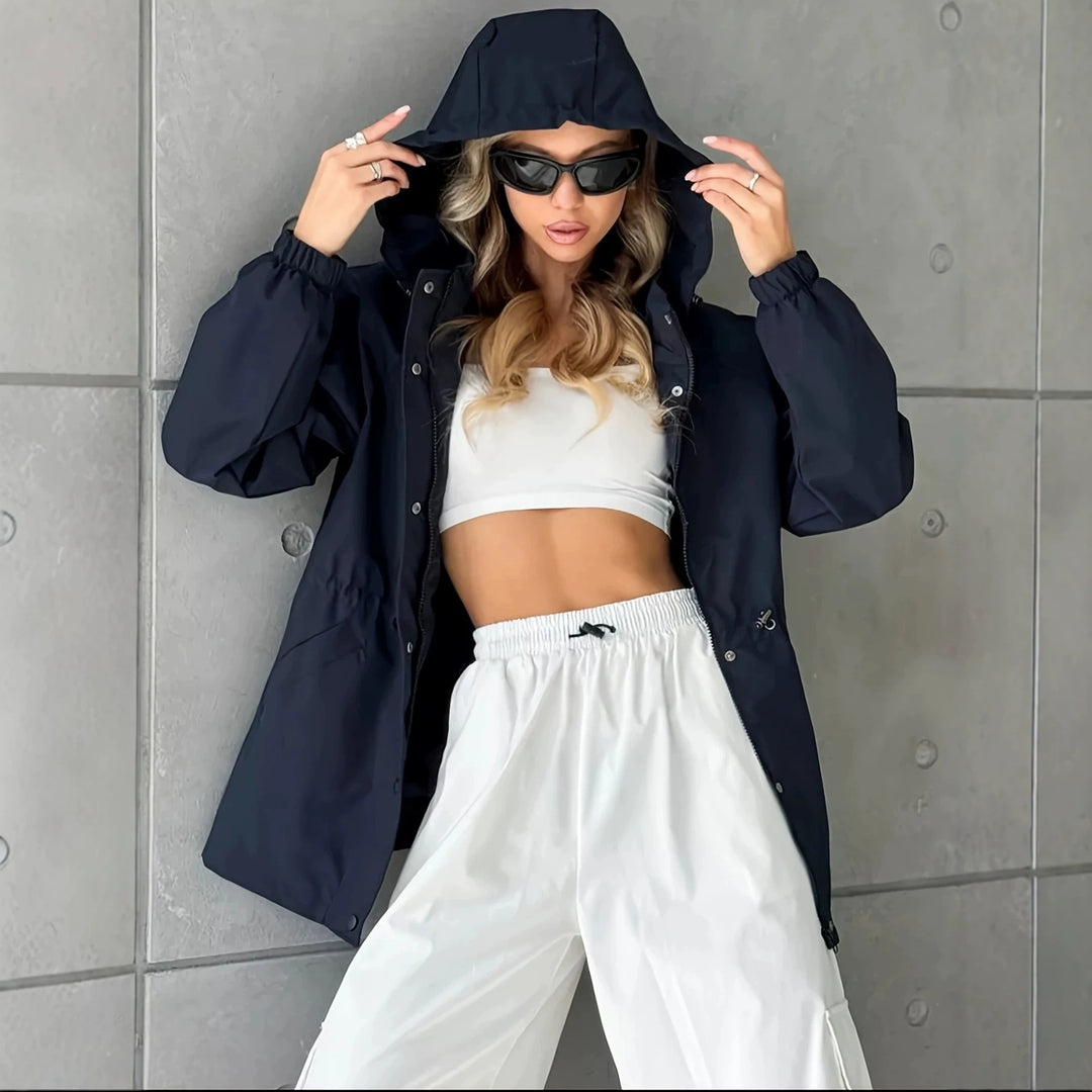 Damen Kapuzen-Parka mit Taillenzug und windabweisender Außenhülle Drune