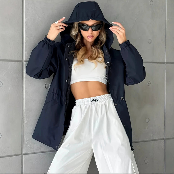 Damen Kapuzen-Parka mit Taillenzug und windabweisender Außenhülle Drune