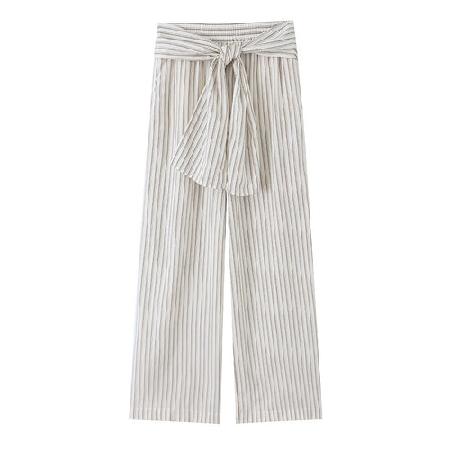Damen Hochtaillierte weite Palazzohose mit Bindegürtel Drune