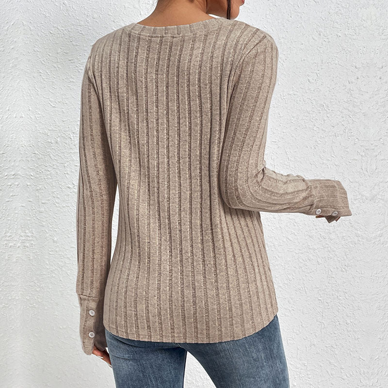 Damen Taillierter Rippstrick‑Pullover mit transparentem Spitzeneinsatz am V‑Ausschnitt Drune