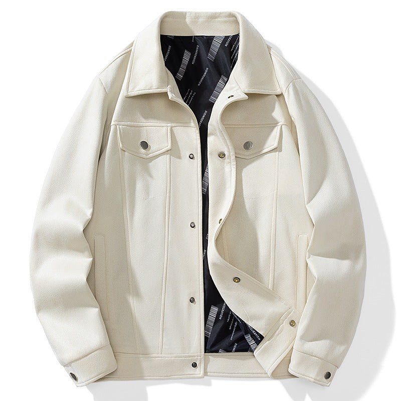Herren Baumwollmix-Truckerjacke mit kontrastiertem Innenfutter und Pattentaschen Drune