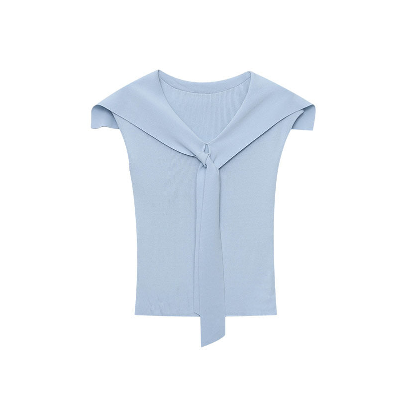 Damen elegantes Oberteil mit schickem Schleifenkragen Drune