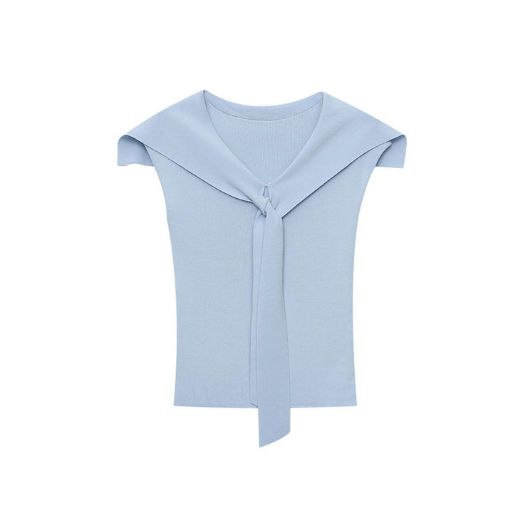 Damen elegantes Oberteil mit schickem Schleifenkragen Drune