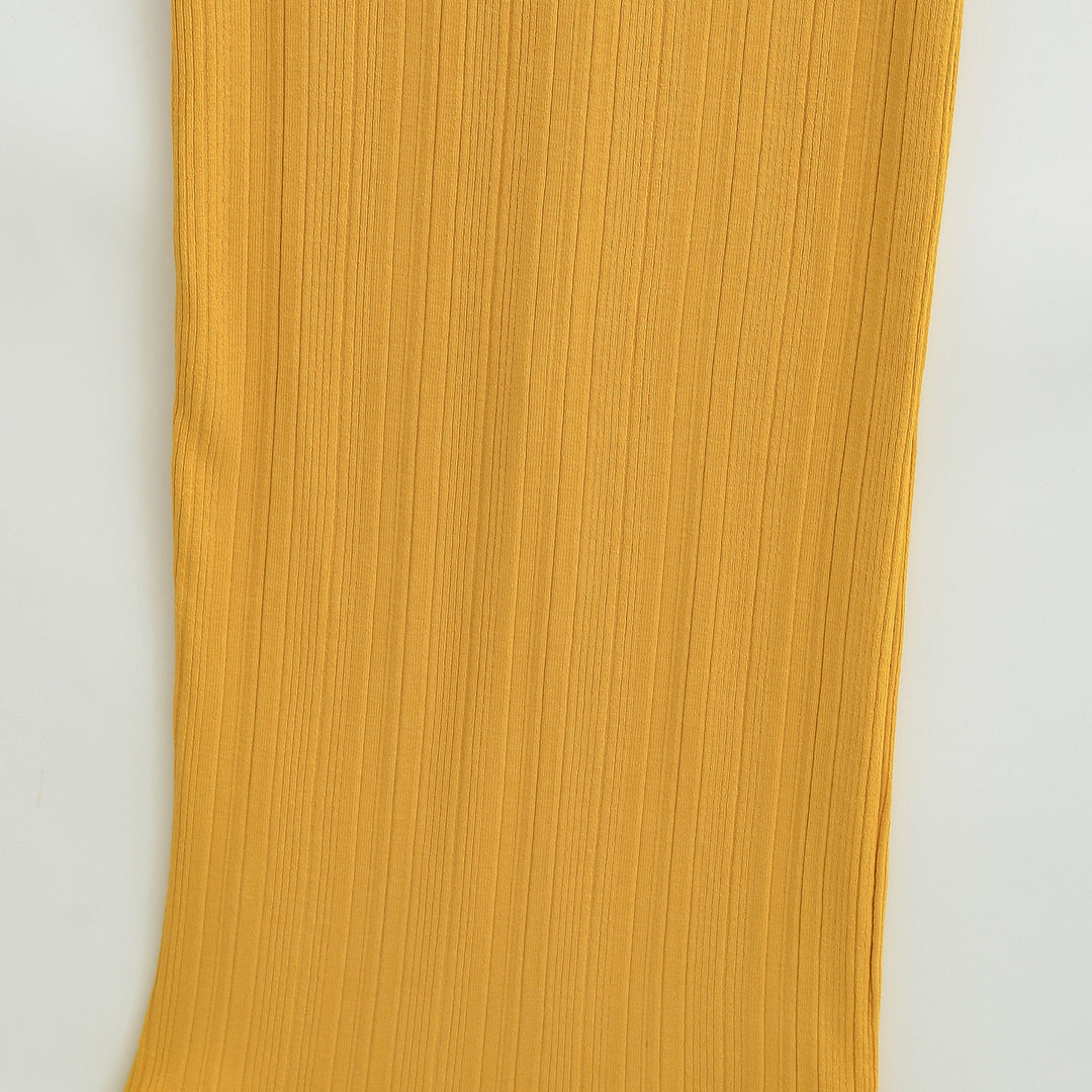 Damen Midikleid in Rippstrick, ärmelloses Slim‑Fit mit Stehkragen Drune