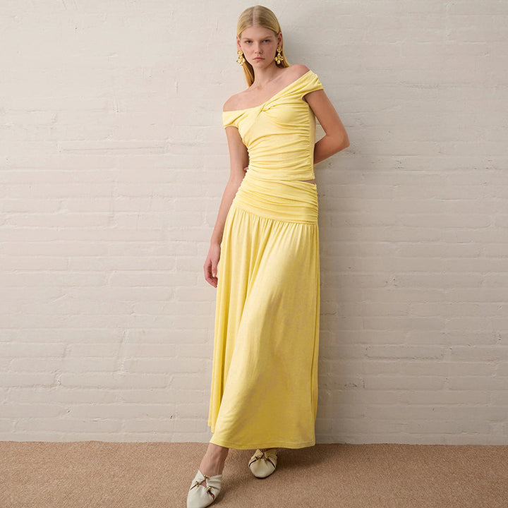 Damen Maxikleid mit raffiniertem Rüschendesign und taillierter Passform Drune