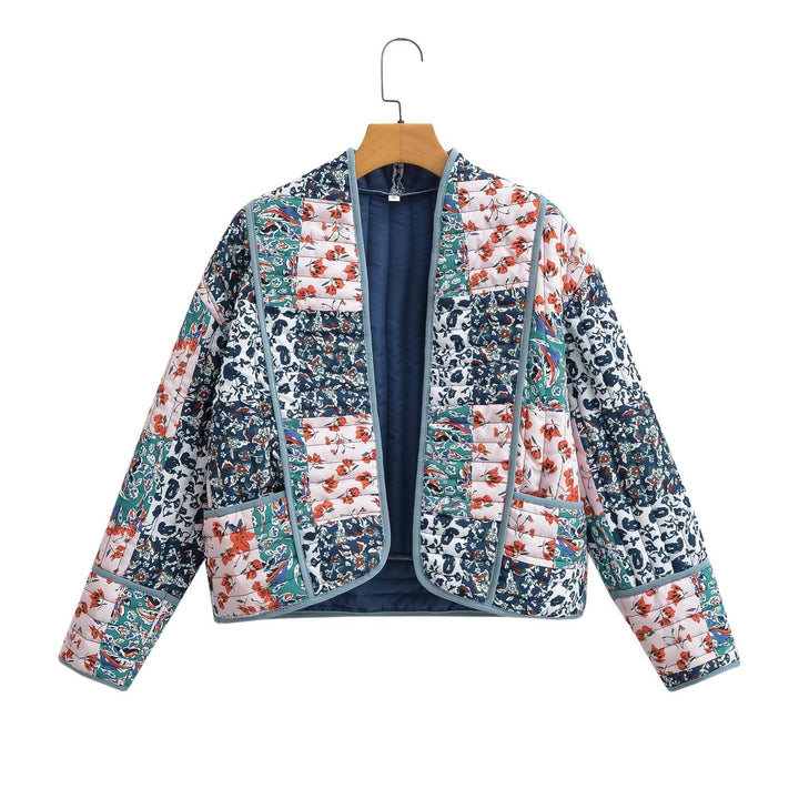 Damen Gepolsterte Steppjacke mit floralen Akzenten Drune
