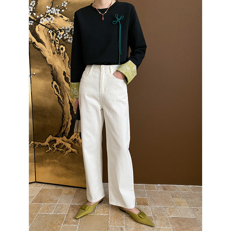 Damen Hochtaillierte Jeans mit weitem Bein und nachhaltigem Baumwollmix Drune