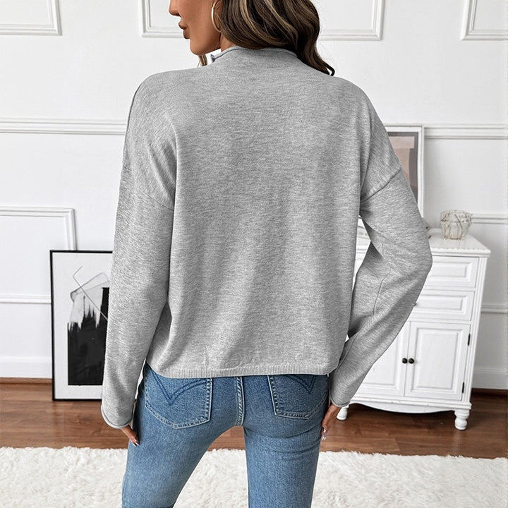 Damen Knopfdetail Strickoberteil Drune