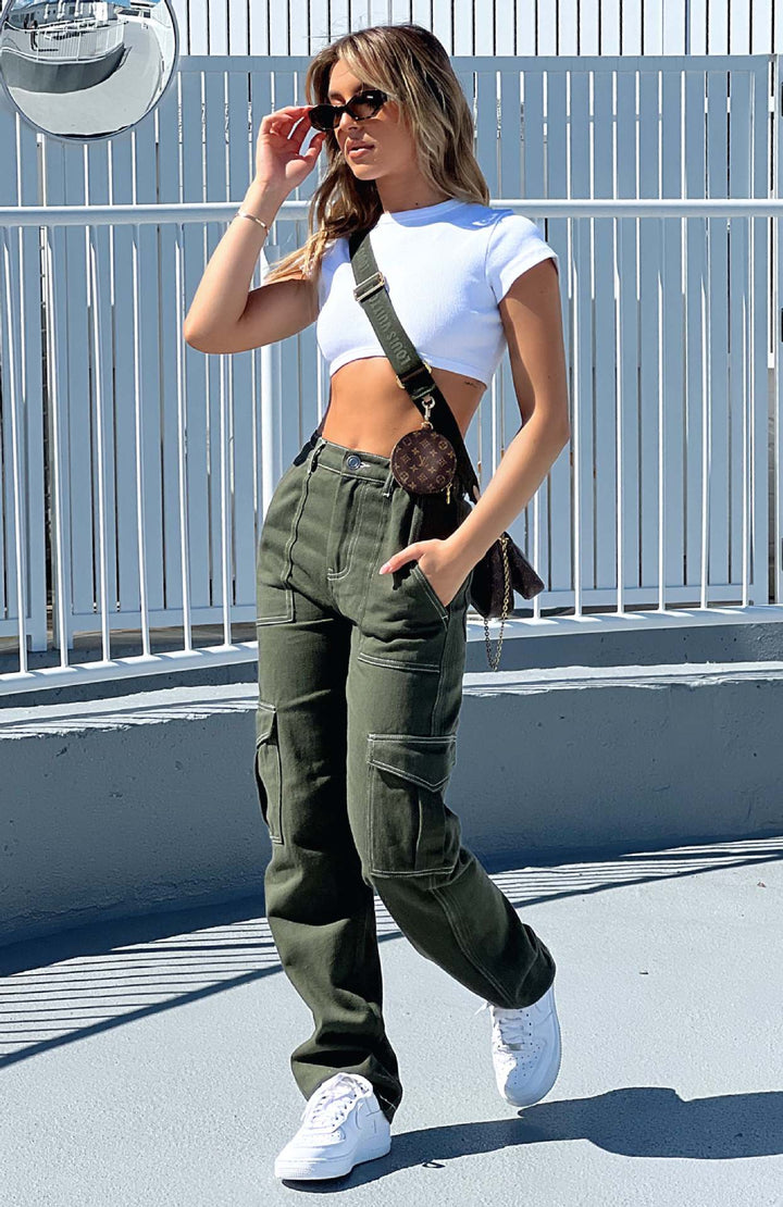 Damen Cargo-Hose mit Baumwollmix und praktischen Taschen Drune