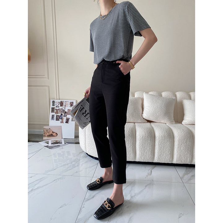 Damen Körperbetontes Crop-Top mit hohen Kragen und feiner Rippstruktur Drune