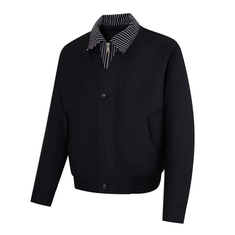 Herren Kurz geschnittene Blouson-Jacke mit gestreiftem Innenkragen, verdecktem Zweiwege-Reißverschluss und elastischem Saum Drune