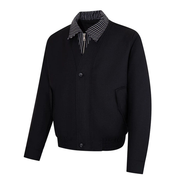 Herren Kurz geschnittene Blouson-Jacke mit gestreiftem Innenkragen, verdecktem Zweiwege-Reißverschluss und elastischem Saum Drune