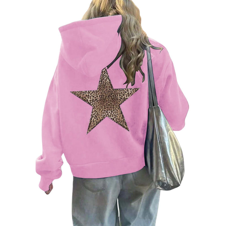 Damen Kapuzenpullover mit auffälligem Leopardenstern-Design Drune