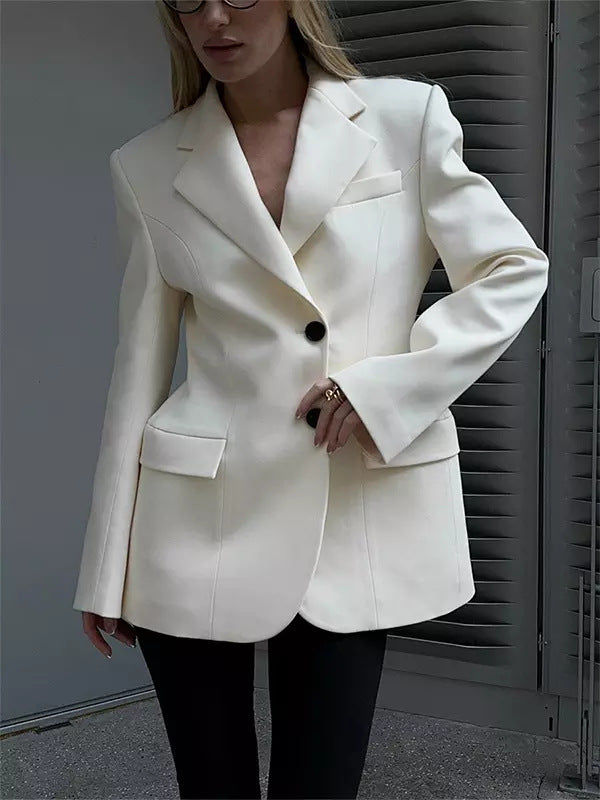 Damen Oversized Longblazer mit betonter Schulterpartie und Pattentaschen Drune