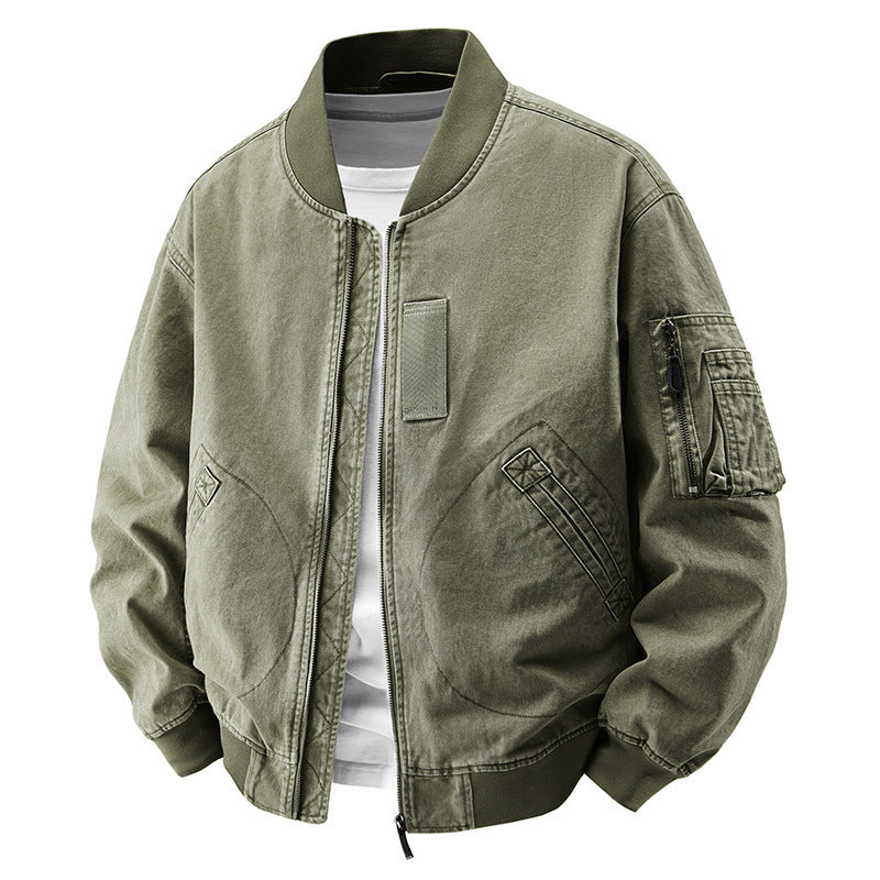 Herren Modische Bomberjacke mit Seitentaschen Drune