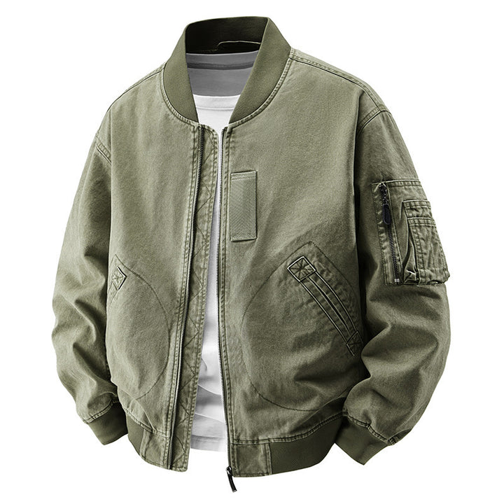 Herren Modische Bomberjacke mit Seitentaschen Drune