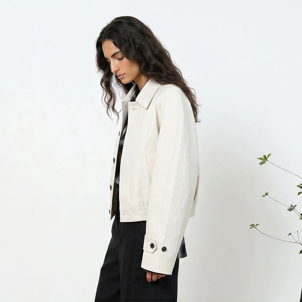 Damen Kurzer Boxy-Blouson mit elastischem Saum und markanten Knopfdetails Drune