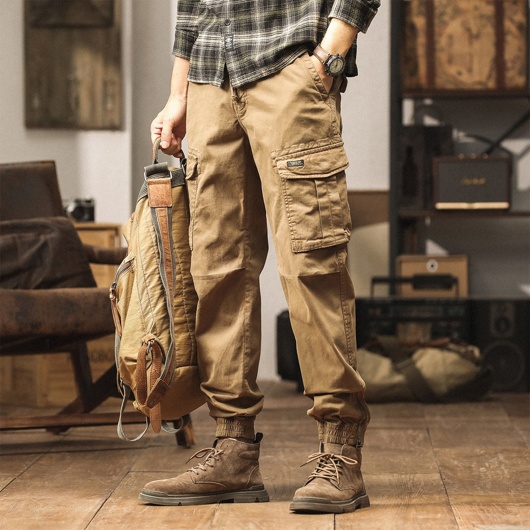 Herren Utility-Cargo-Jogginghose mit Mehrfachtaschen, elastischen Bündchen & Reißverschlussdetail Drune