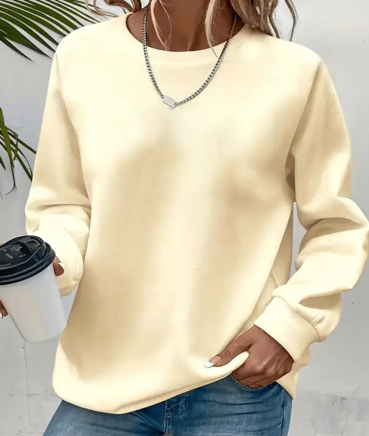 Damen nan Oversized Rundhals-Sweatshirt mit überschnittener Schulter, weichem Fleece-Innenfutter und gerippten Bündchen Drune