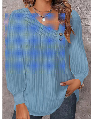 Damen Elegante Oberteil mit strukturiertem Rippdesign und Knopfdetails Drune