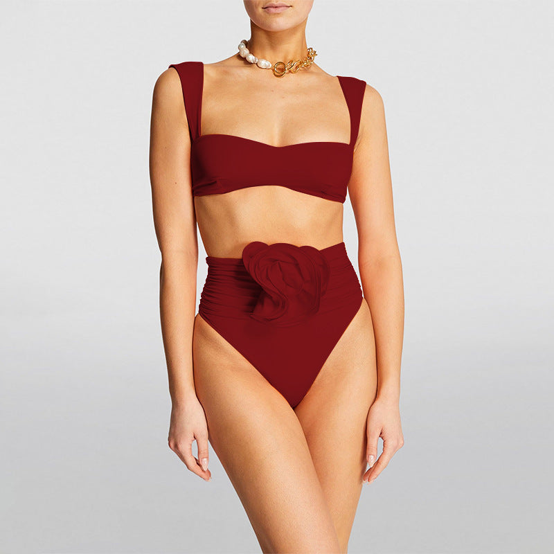 Damen Hochgeschnittener Bikini mit raffiniertem Rüschendetail Drune