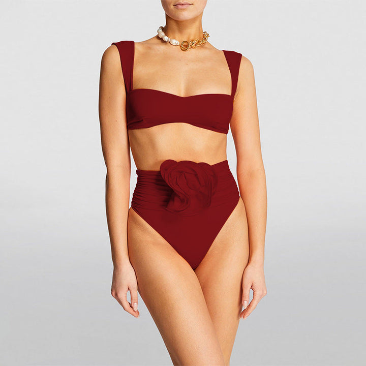 Damen Hochgeschnittener Bikini mit raffiniertem Rüschendetail Drune