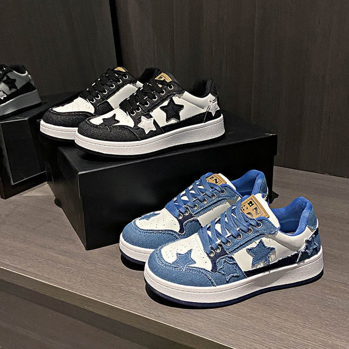 Damen Sportliche Sneakers mit modischen Sternen-Applikationen Drune