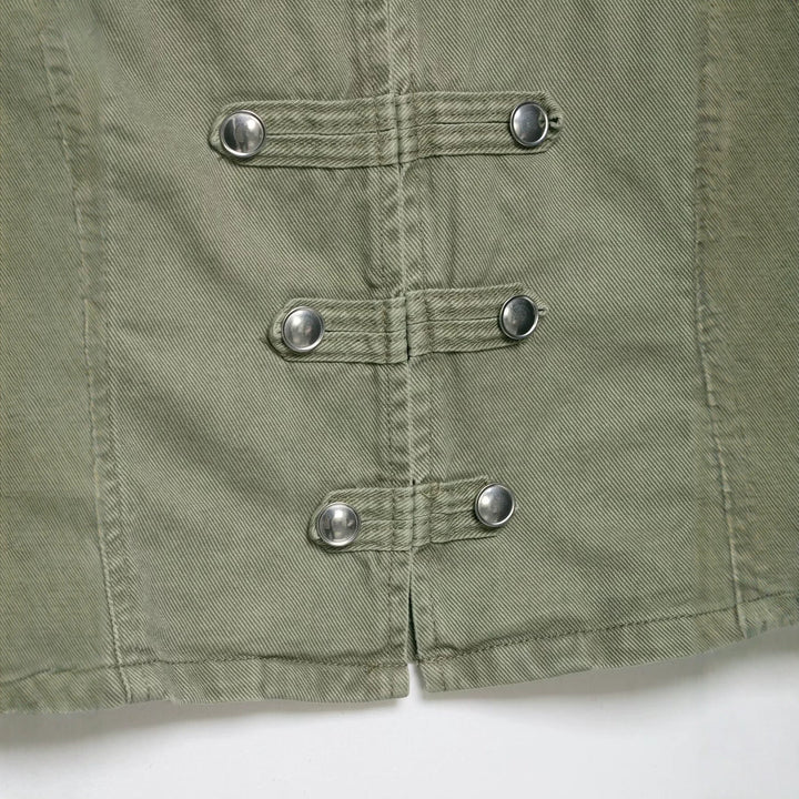 Damen Kurzgeschnittene Military-Jacke mit Stehkragen, Zierknopfleiste und taillierter Silhouette Drune
