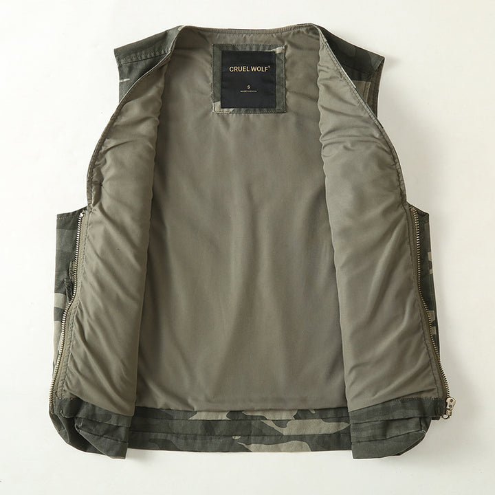 Herren Multifunktionale Outdoor-Weste mit vielen Taschen und Reißverschluss Drune
