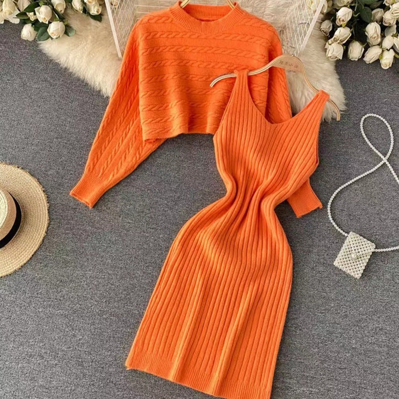 Damen Strickkleid- und Pullover-Set Drune