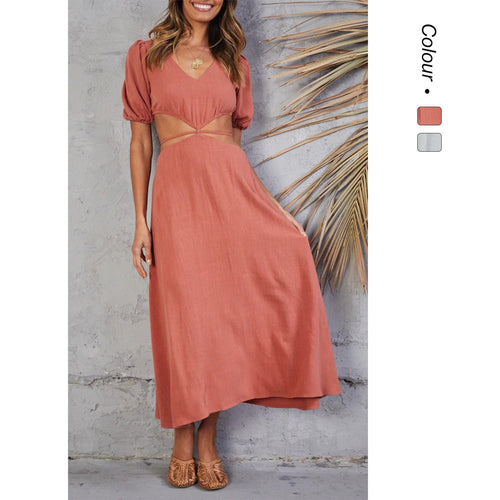 Damen Maxikleid mit kreativen Cut-Outs Drune
