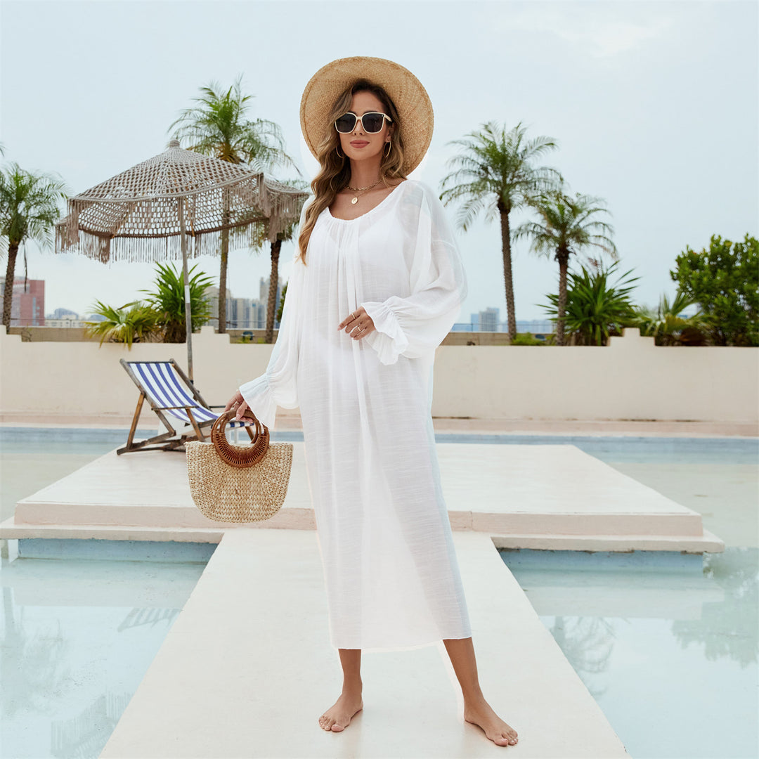 Damen elegante Bluse mit tiefem Rückenausschnitt und voluminösen Ärmeln Drune