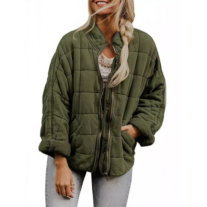 Damen Steppjacke im Oversized Schnitt mit Stehkragen und verdecktem Reißverschluss Drune