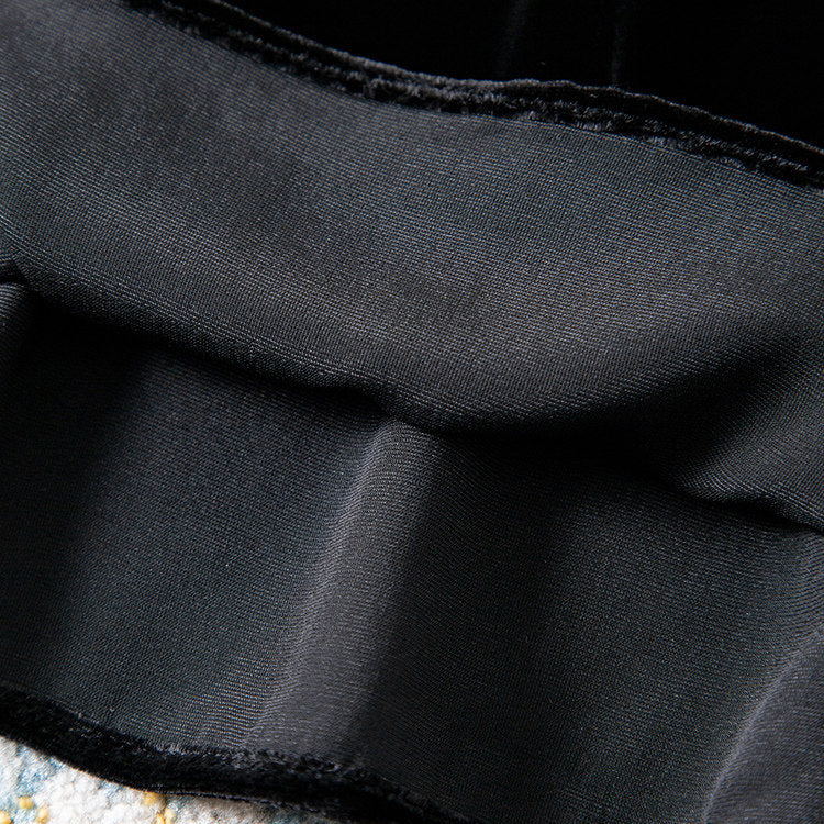 Damen Elegante Samtbluse mit Seidenkragen Drune