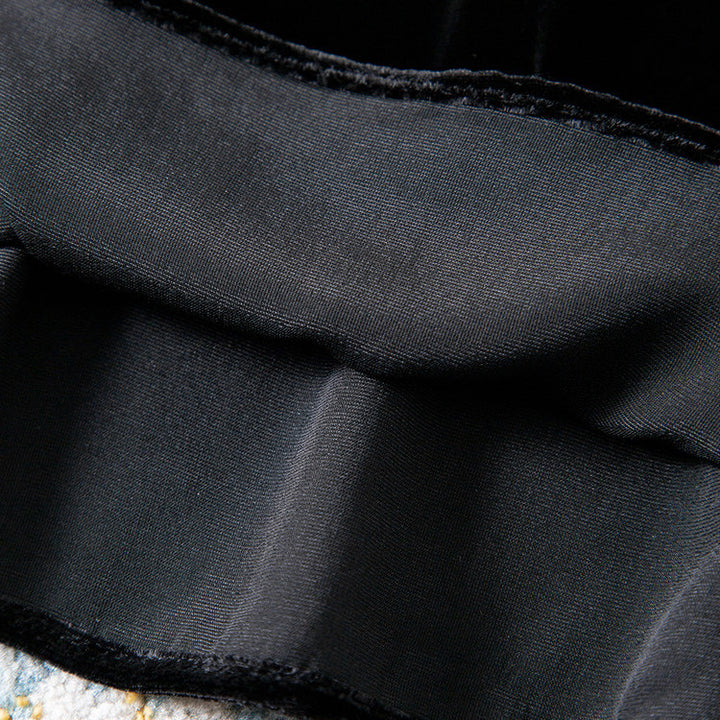 Damen Elegante Samtbluse mit Seidenkragen Drune