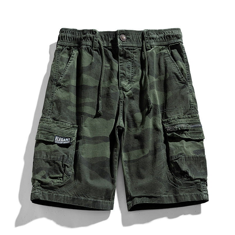 Herren Camouflage-Cargo-Shorts mit elastischem Tunnelzugbund und Multifachtaschen Drune