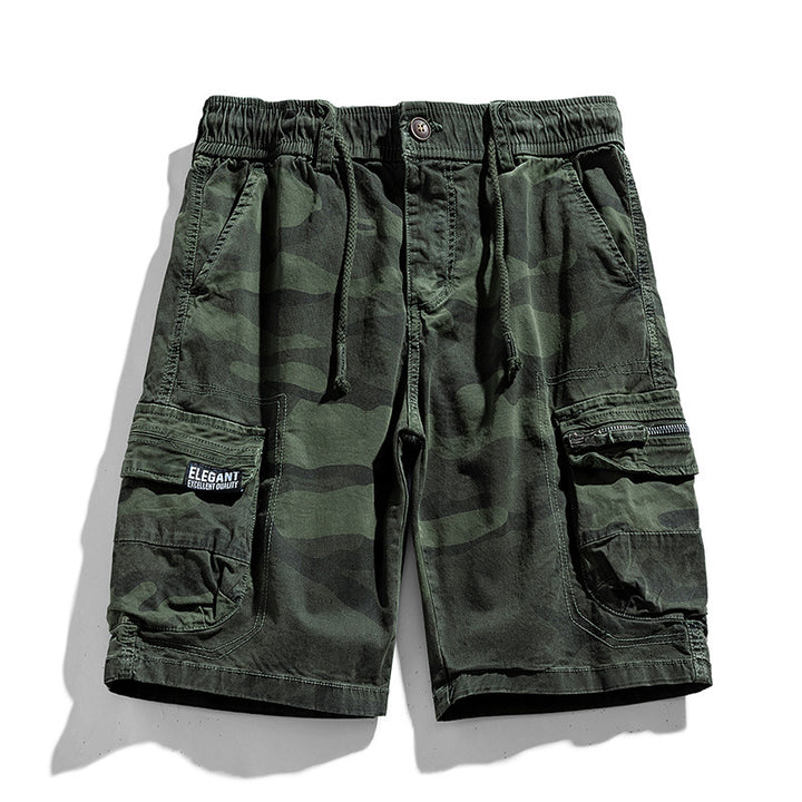 Herren Camouflage-Cargo-Shorts mit elastischem Tunnelzugbund und Multifachtaschen Drune