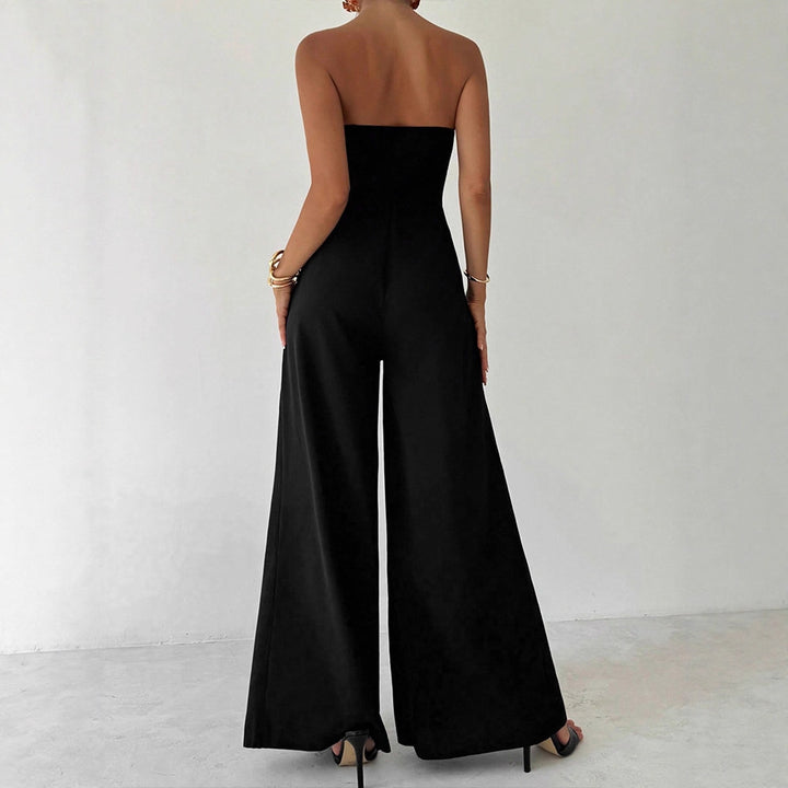 Damen Elegantes Jumpsuit mit asymmetrischem Ausschnitt und dekorativen Knöpfen Drune