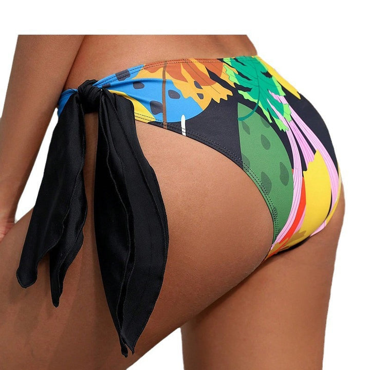 Damen Bikini-Set mit knotenförmigem Design und buntem Blattmuster Drune