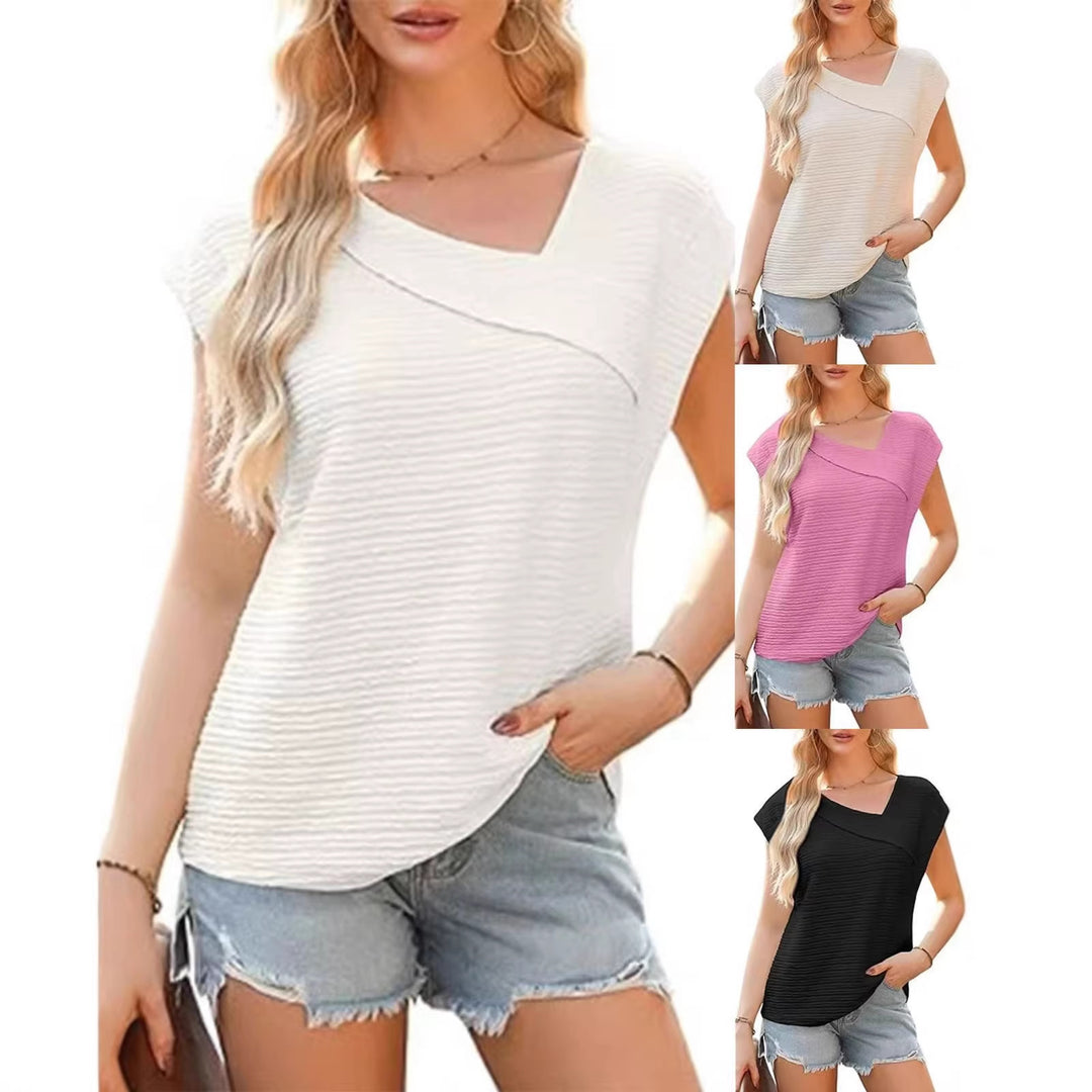 Damen elegantes Oberteil mit asymmetrischem Schnitt und modischem Texturmuster Drune