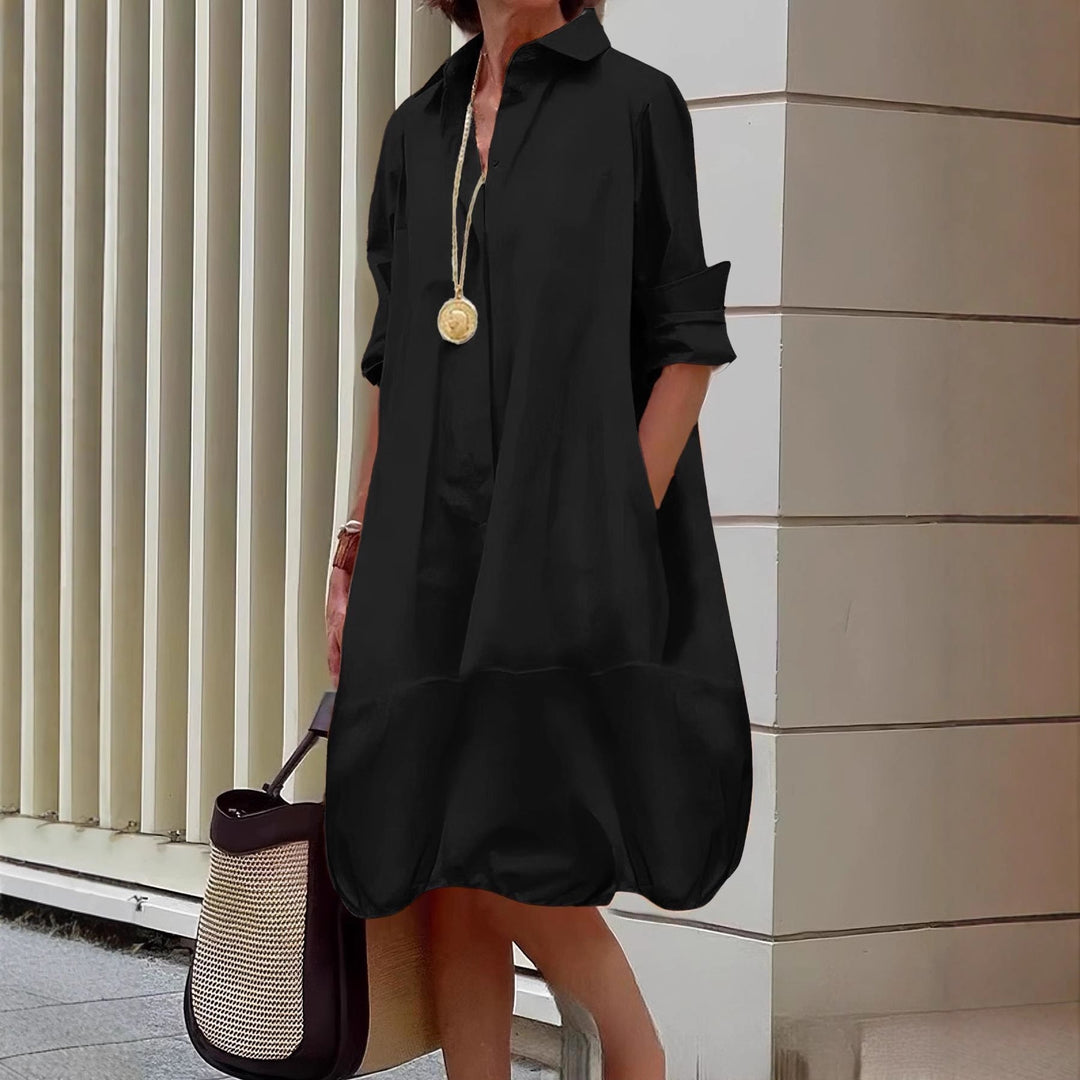 Damen Lässiges Hemdblusenkleid mit weit geschnittenem Saum Drune