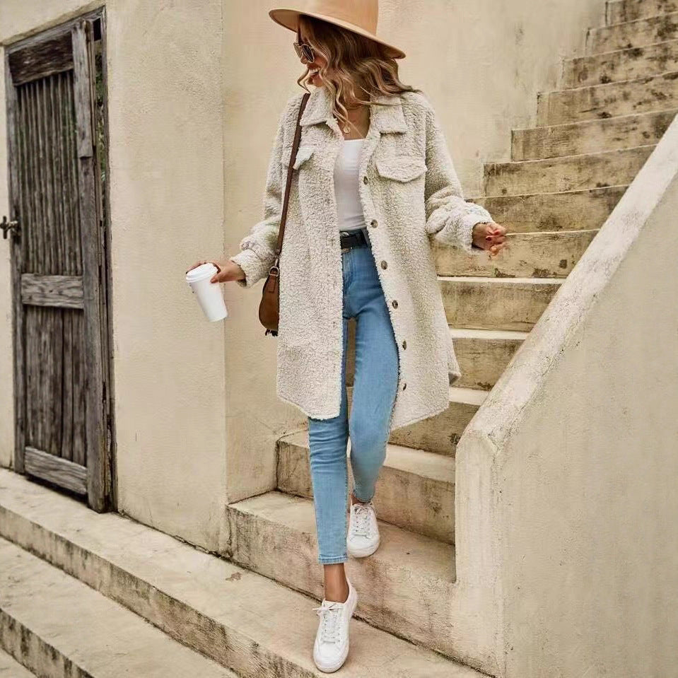 Damen Weiche und kuschelige Oversized-Jacke Drune