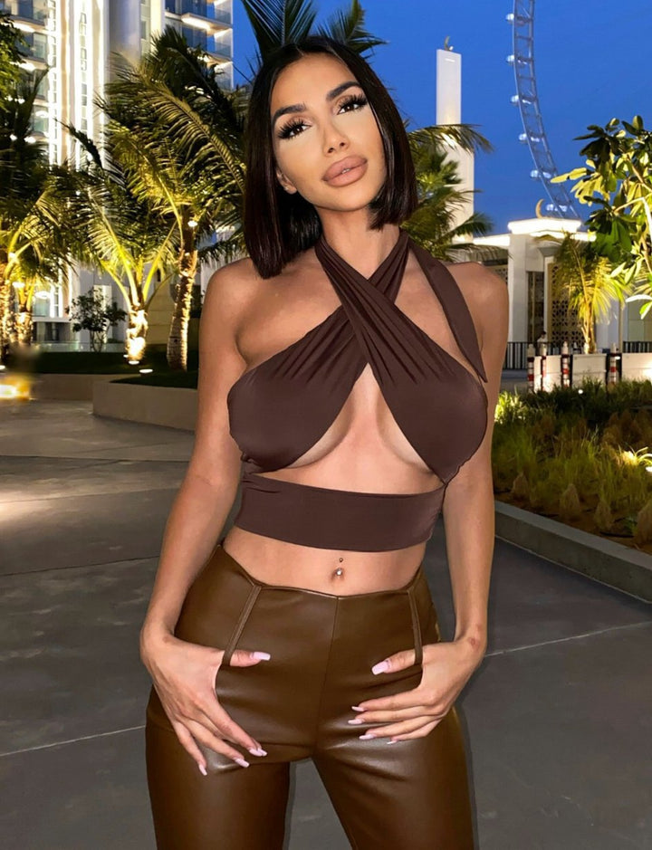 Damen Cropped Oberteil mit elegantem Schlaufen-Design Drune