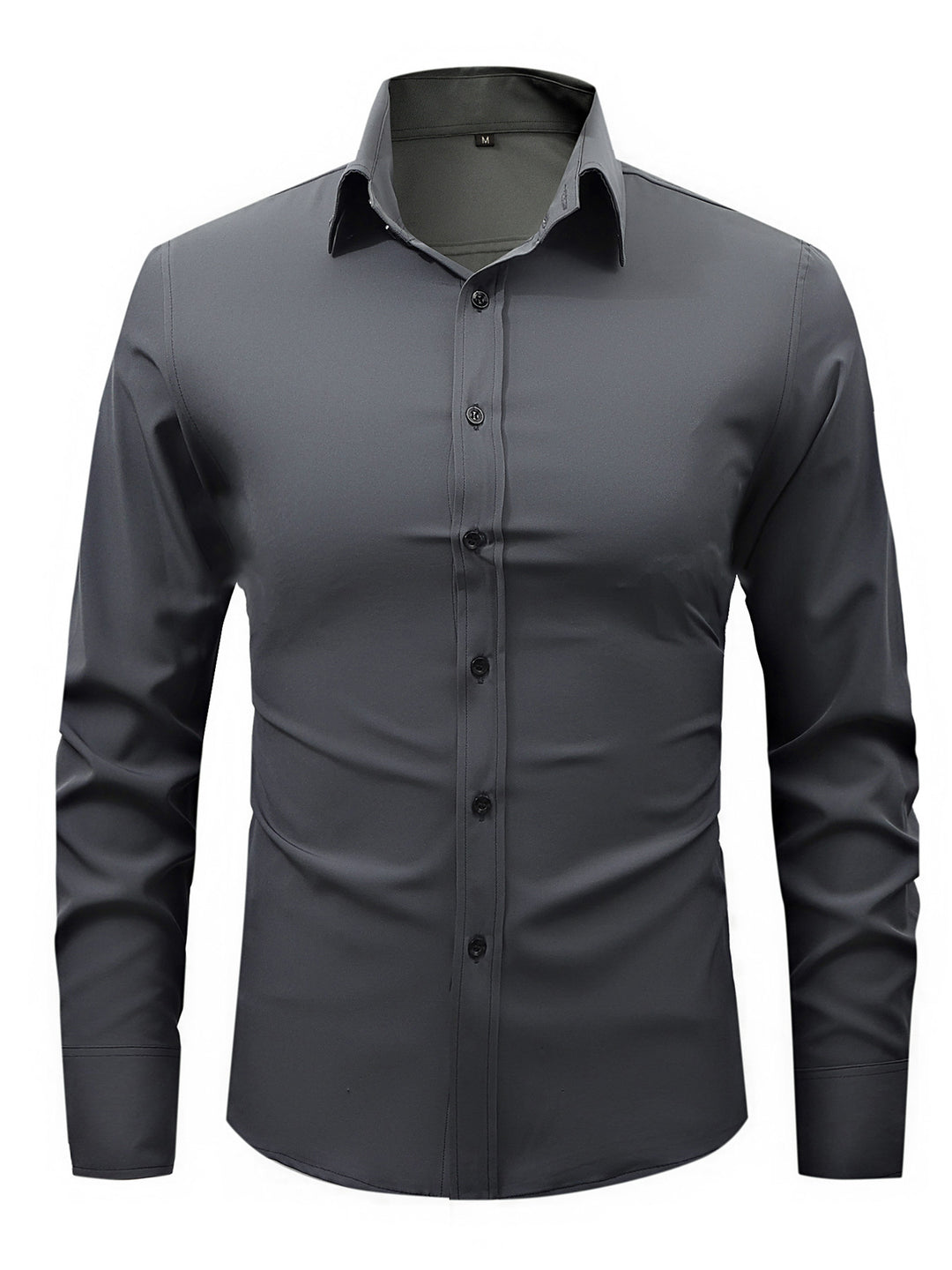 Men's  slim fit long sleeve stretch cotton dress shirt with spread collar Drune