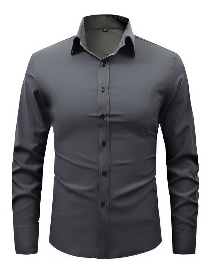 Men's  slim fit long sleeve stretch cotton dress shirt with spread collar Drune
