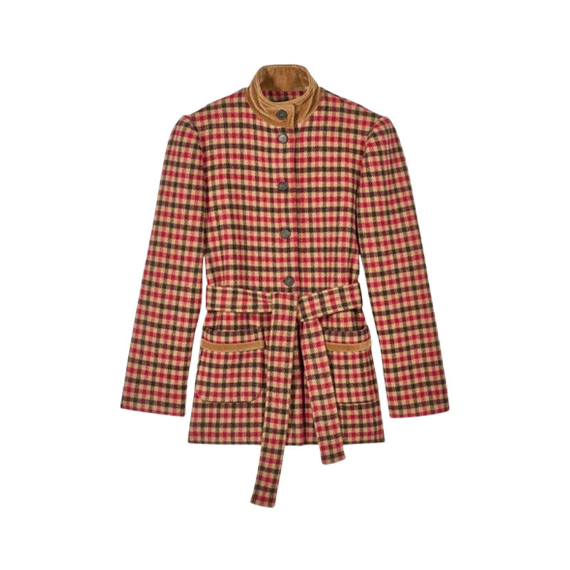 Damen Kariertes Oversized-Jacke Drune
