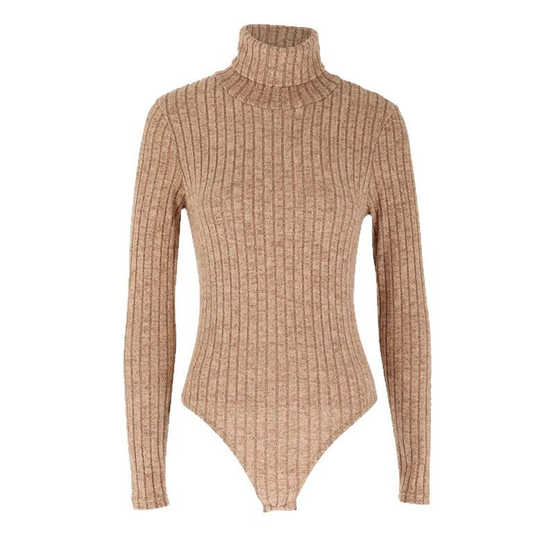 Damen Langarm-Bodysuit mit Rollkragen und feinem Rippmuster Drune