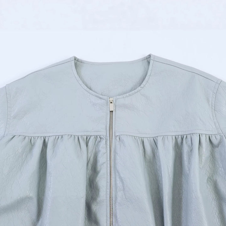 Damen Oversize-Jacke mit Ballonärmeln, Reißverschluss und geraffter Passe Drune