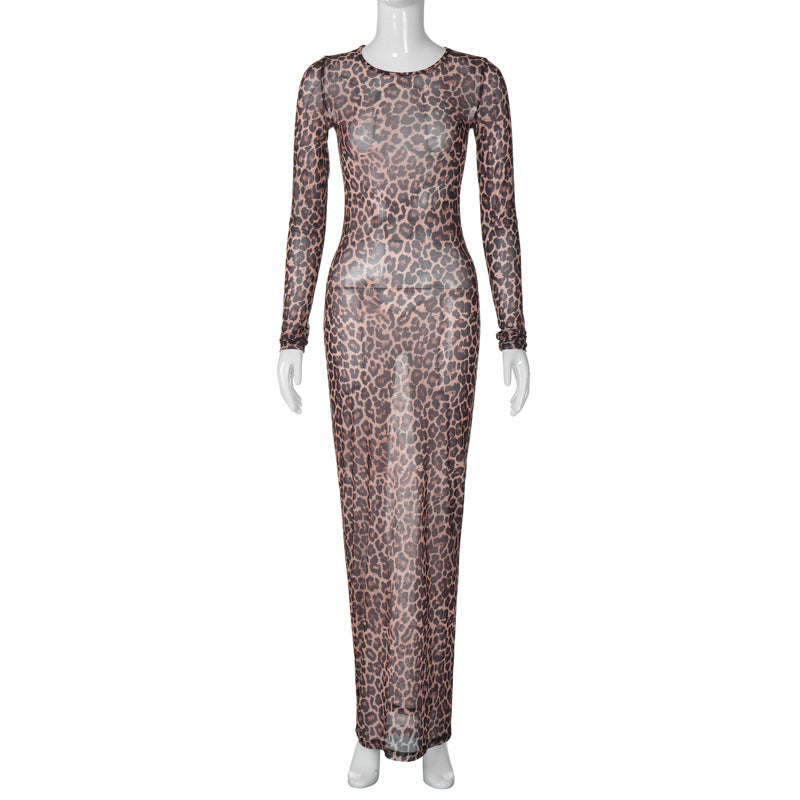 Damen Maxikleid mit elegantem Leopardenmuster Drune